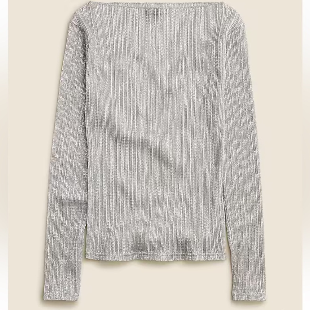 J. Crew Sheer Metallic Boatneck Top XS